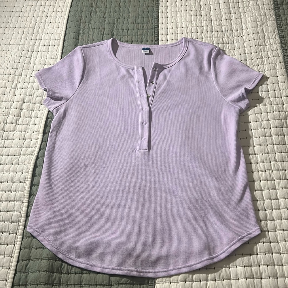 Old Navy Short Sleeve Waffle Knit Henley Top